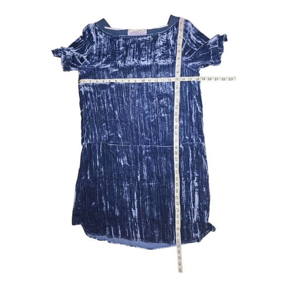 Anthropologie Floreat Women's Dress Blue Crinkled Crushed Velvet Size XS - Picture 6 of 7